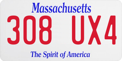 MA license plate 308UX4