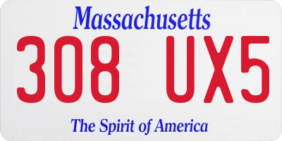 MA license plate 308UX5