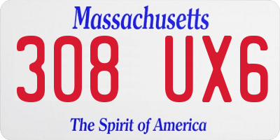 MA license plate 308UX6