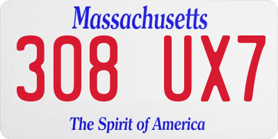 MA license plate 308UX7
