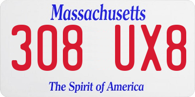 MA license plate 308UX8