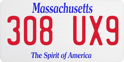 MA license plate 308UX9