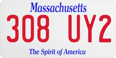 MA license plate 308UY2