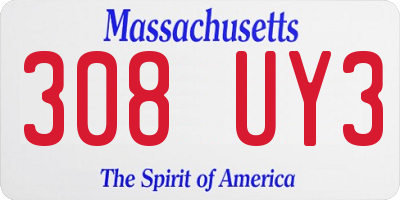 MA license plate 308UY3