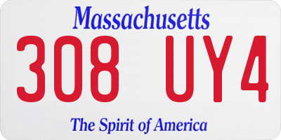 MA license plate 308UY4