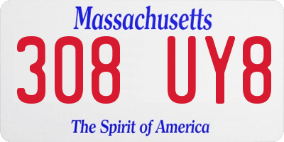 MA license plate 308UY8