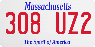 MA license plate 308UZ2