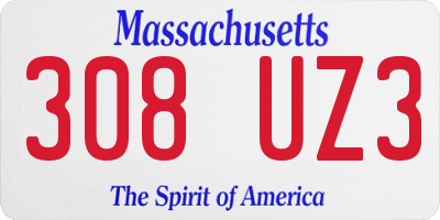 MA license plate 308UZ3