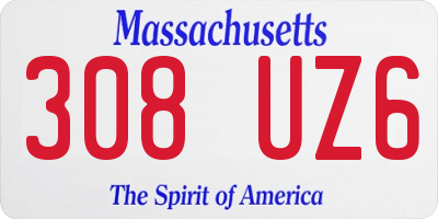 MA license plate 308UZ6