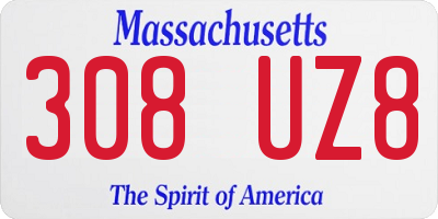 MA license plate 308UZ8