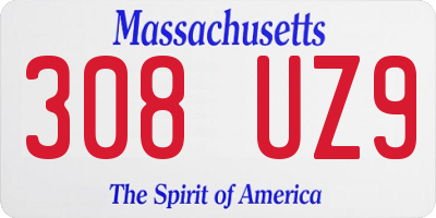 MA license plate 308UZ9