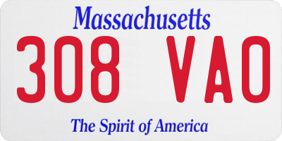 MA license plate 308VA0