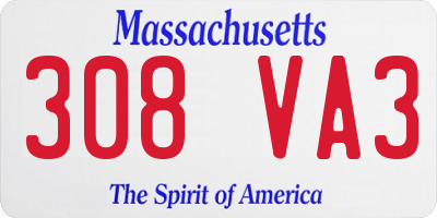 MA license plate 308VA3