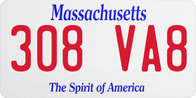 MA license plate 308VA8