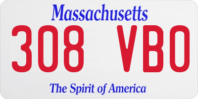 MA license plate 308VB0