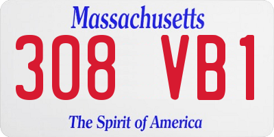 MA license plate 308VB1