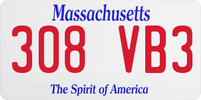 MA license plate 308VB3