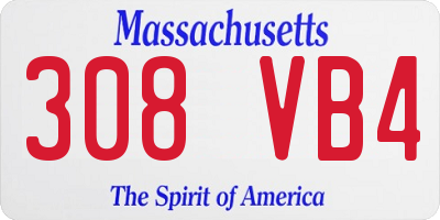 MA license plate 308VB4