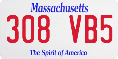 MA license plate 308VB5