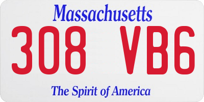 MA license plate 308VB6