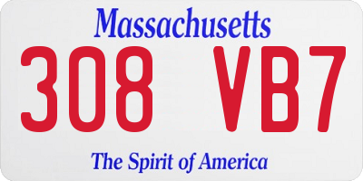 MA license plate 308VB7