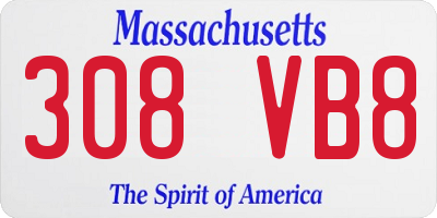 MA license plate 308VB8