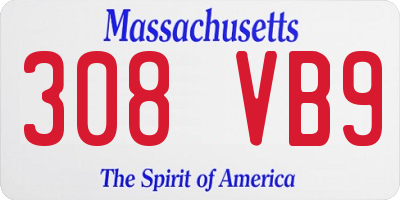 MA license plate 308VB9