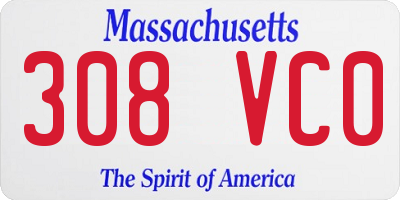 MA license plate 308VC0