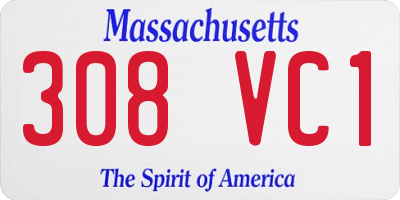 MA license plate 308VC1