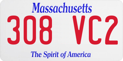 MA license plate 308VC2