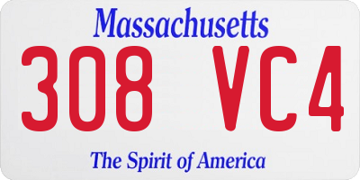 MA license plate 308VC4