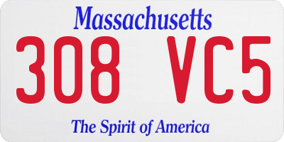 MA license plate 308VC5