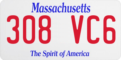 MA license plate 308VC6
