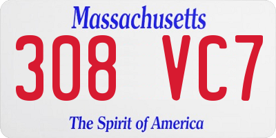 MA license plate 308VC7