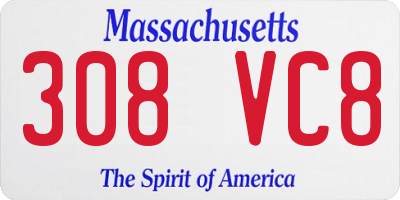 MA license plate 308VC8