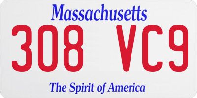 MA license plate 308VC9