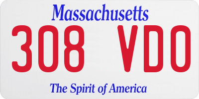 MA license plate 308VD0