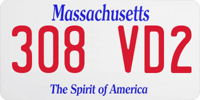 MA license plate 308VD2