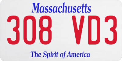 MA license plate 308VD3