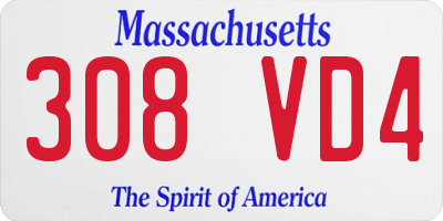 MA license plate 308VD4
