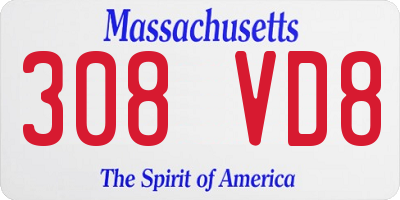 MA license plate 308VD8