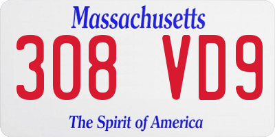 MA license plate 308VD9