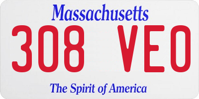 MA license plate 308VE0
