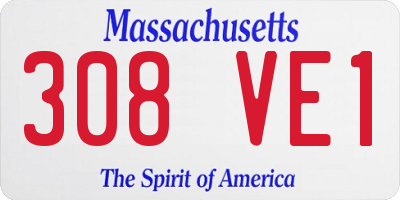 MA license plate 308VE1