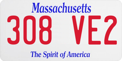 MA license plate 308VE2