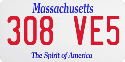 MA license plate 308VE5