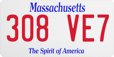 MA license plate 308VE7