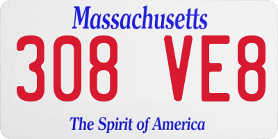 MA license plate 308VE8