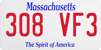 MA license plate 308VF3