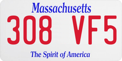 MA license plate 308VF5